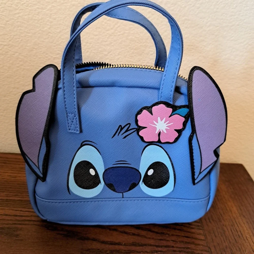Disney Lilo & Stitch Blue Mini Satchel Handbag with 3D Ears and Hibiscus Flower